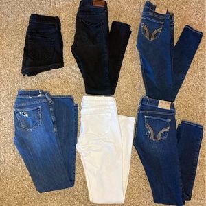 Lot of 6 Hollister Skinny Jeans - size 0R 24W